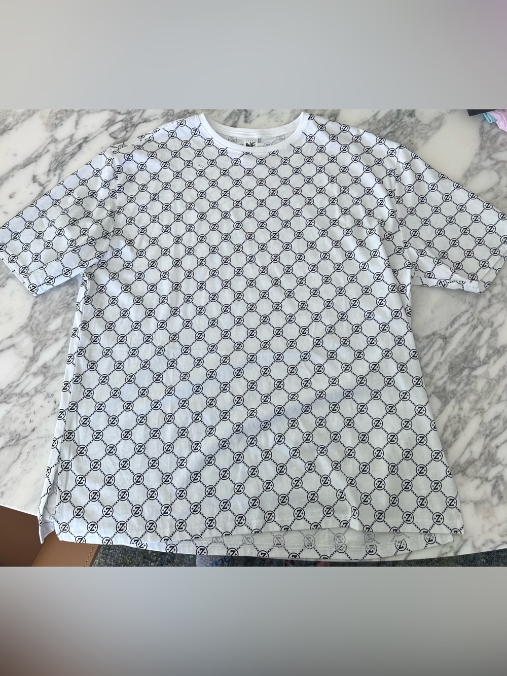 Zumba White Z Logo Monogram Boxy Tee Small Side Vents